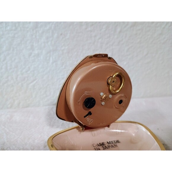 Vintage Linden Wind Up Travel Clock Red Shell Triangle Shape - Working - Picture 4 of 6